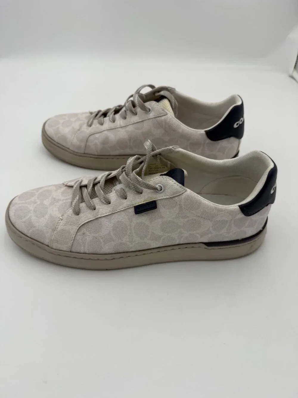 Men's 12D Coach Leather+ Lowline Signature Low Top Sneaker Chalk Cobalt G5025 WI - Picture 3 of 7